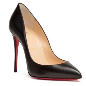 Christian Louboutin PIGALLE FOLLIES 100 Leather Heels Pumps Shoes Black